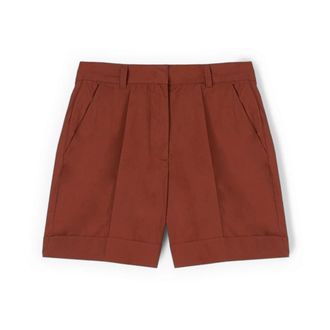 Motivi High-waisted cotton shorts - Dames - Bermuda - Bruin - XS - Katoen - Korte Broeken