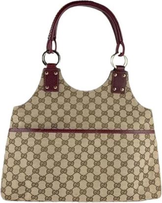 Gucci Pre-owned Handbags, female, Beige, Size: ONE SIZE Pre-owned Canvas Handbag