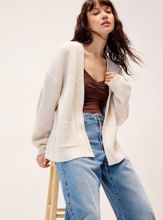 Twik Womens Shaker rib open Cardigan Sweater