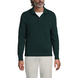 Lands End Long Sleeve Cashmere Sweater Polo in Deep Balsam at Nordstrom, Size Xx-Large