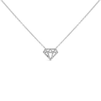House of Brilliance Sterling Silver 1/6 Cttw Diamond Shaped Diamond Pendant Necklace