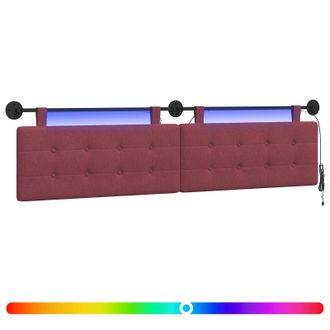 vidaXL Cabecero Colgante Con Luz Led Rojo Vino Tela Vidaxl