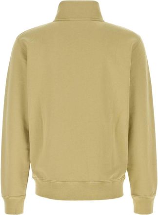 Maison Kitsun&eacute; Mens Logo-Embroidered Cotton Sweatshirt Beige Sweater
