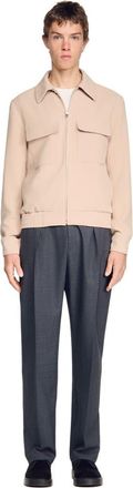 Sandro Waffle-effect zip-up jacket in Cappucino at Nordstrom, Size Xx-Large