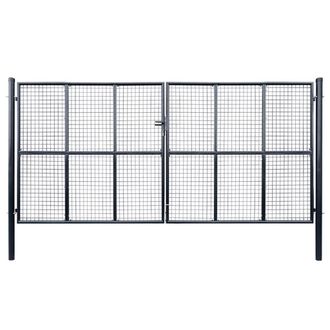 Berkfield Home Mesh Garden Gate Galvanised Steel 400x175 cm Grey