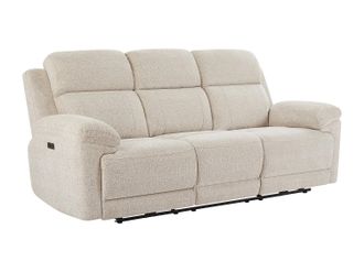 Vente-Unique Divano Relax Elettrico 3 Posti Con Ripiano In Tessuto Chin&eacute; Beige - Keluno