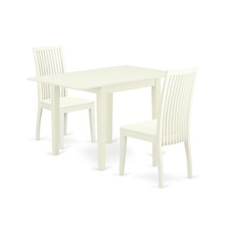 East West Furniture Dining Room Set Linen White, NDIP3-LWH-W