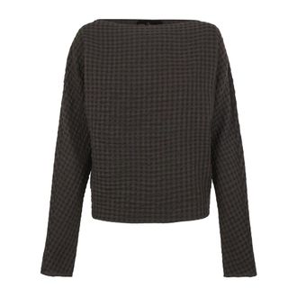 Cortana Bravo- top a cuadros jacquard oscuro- - Blouses & Shirts - Mujer - Marr&oacute;n - 2XS
