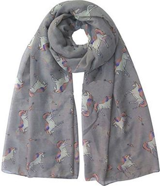 World of Shawls New Ladies Womens Celebrity Style Long Scarf Scarves Maxi Sarong Sale (Unicorn Horse Silver)