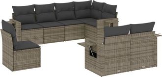 vidaXL Vidaxl - Set De Sof&aacute;s De Jard&iacute;n 8 Pzas Y Cojines Rat&aacute;n Sint&eacute;tico Gris