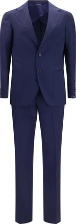 Gi Capri Mens Suit Single-Breasted Virgin Wool Blue Fleece (ovis Aries) Suits