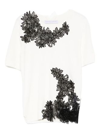 Ermanno Scervino White Embroidered Crew Neck T-Shirt
