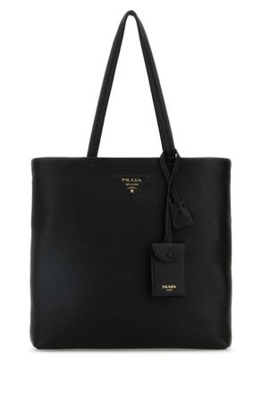 Prada Black triangle logo tote bag