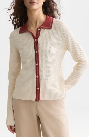 Scotch & Soda Pointelle Knit Cardigan in Eggnog at Nordstrom, Size X-Small
