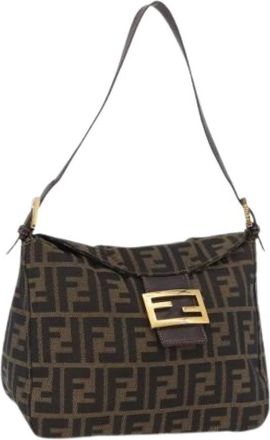 Fendi Pre-owned Zucca Canvas Shoulder Bag - Dames - Vintage Schoudertas - Bruin - ONE Size - Leer - Vintage