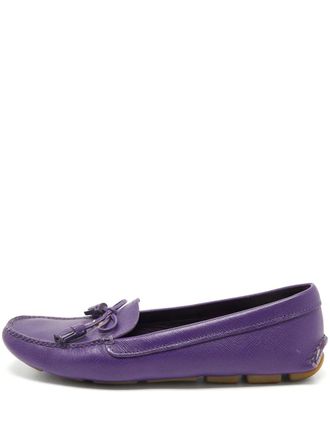 Prada leather tassel loafers - Purple