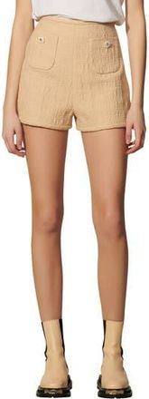 Sandro Pierrot Button Detail Cotton Blend Shorts in Beige at Nordstrom Rack, Size 10 Us / 42 Fr