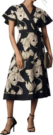 Hutch Tyler Dress In Black Dramatic Vining Iris