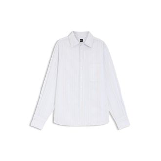 BOSS Striped relaxed-fit blouse in cotton canvas