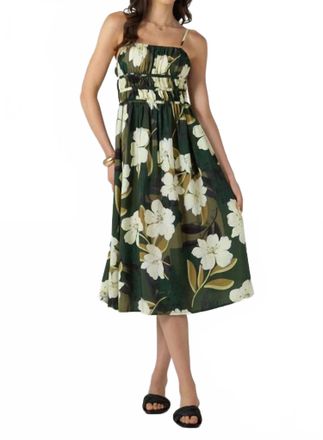 Dex Clothing Palm Blossom Midi Dress In Green