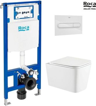 Roca Bastidor Roca Duplo One Pack Cisterna Empotrada Y Pulsador Pl1 Bl Br Con Inodoro Wc Suspendido Rim-ex Trend 49cm Sist.vortex De Kp