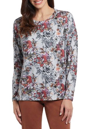 Tribal Bentley Long Sleeve Crew Neck Top In Berry Fizz