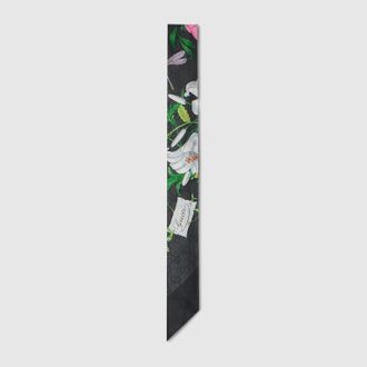 Gucci Printed Silk Ribbon, Black, Silk