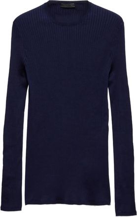 Prada Maglione in cotone a coste - Blu