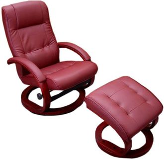 Hhg non utilizzato] Poltrona relax reclinabile La Spezia ecopelle girevole con poggiapiedi bordeaux