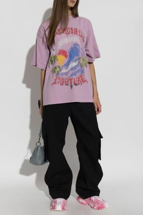 Balenciaga Oversize T-shirt, Womens, Purple
