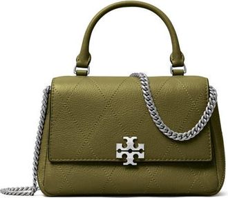 Tory Burch Charlie Quilted Leather Top Handle Bag in Leccio at Nordstrom
