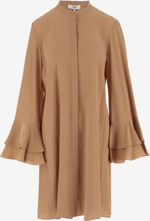 Chlo&eacute; Orange Crepe De Chine Dress