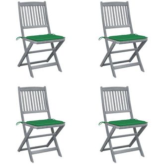 vidaXL Set da 4 eleganti sedie da esterni in robusto legno con cuscini vari colori colore : Verde