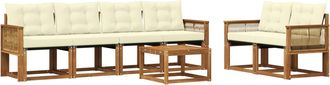 vidaXL Conjunto De Sof&aacute;s De Exterior 7 Uds. Natural Y Crema Vidaxl