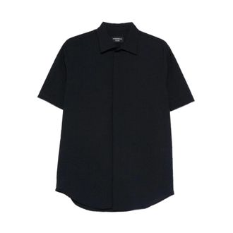 Emporio Armani Short Sleeve Shirts, male, Blue, Size: M Short Sleeve Shirt