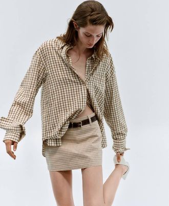 Mango Gonna cotone quadri Vichy grezzo - Donna - 36 - MANGO