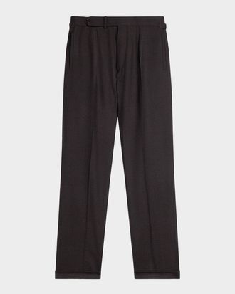 Dunhill Men & apos;s Wool Flannel Single-Pleated Trousers