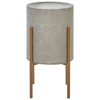Beliani Macetero Para Interior Y Exterior 31 X 31 X 58 Cm Metal Gris Aubrieta