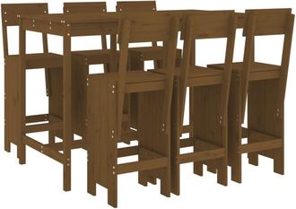 vidaXL 7 Piece Garden Bar Set Honey Brown Solid Wood Pine Vidaxl