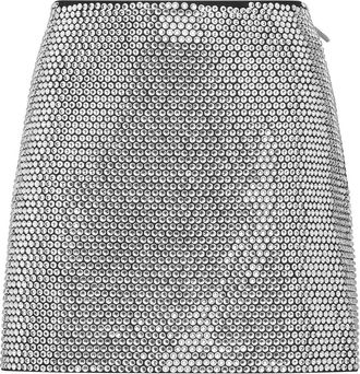 Philipp Plein Leather Mini Skirt - Dames - Korte rokken - Grijs - M - Leer - Rokken