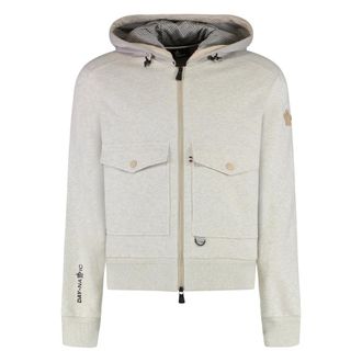 Moncler Zip-throughs, male, Gray, Size: XL Cotton Full Zip Hoodie