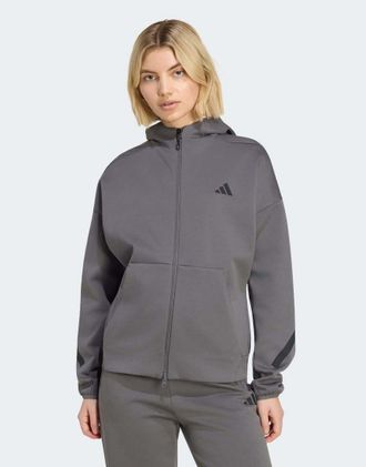 adidas Z.N.E. - Felpa con cappuccio e zip grigio five