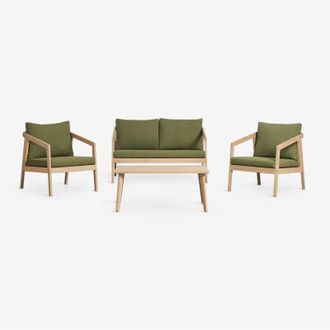 Sklum Set da giardino con divano, 2 poltrone e tavolino in legno di acacia Kaela SKLUM