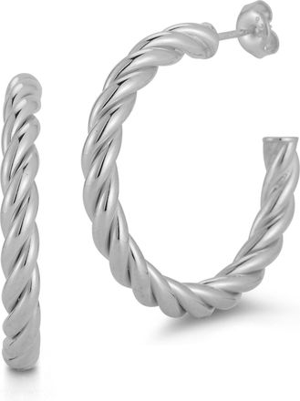 Glaze Jewelry Sterling Silver Round Twist Hoops