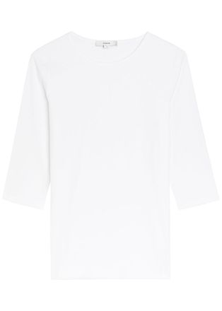 Vince Ribbed Stretch-jersey top - Off White - XL
