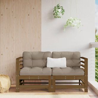 vidaXL Sof&aacute;s De Esquina De Jard&iacute;n 2 Uds Madera Maciza Pino Marr&oacute;n Miel Vidaxl