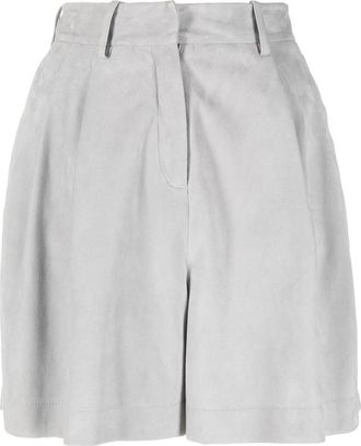 Fabiana Filippi suede high-waisted shorts - women - Polyester/Acetate/Calf Suede - 42 - Grey