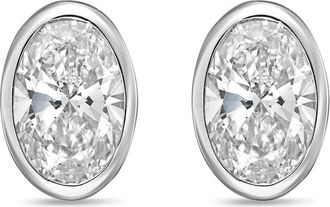 Diana M. Jewels 14kt white gold lab grown oval bezel diamond studs weighing 0.50 cts tw