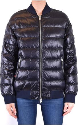Woolrich Jassen, Dames, Zwart, L, Blauwe Rits Jas Herfst/Winter Stijl