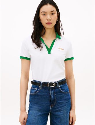 Tommy Hilfiger Womens Regular Fit Embroidered Script Logo Polo - White - XXL